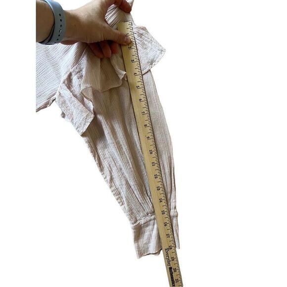 ALLSAINTS Blush Pink Cotton Long Sleeve Ruffled Blouse XS - Picture 7 of 8